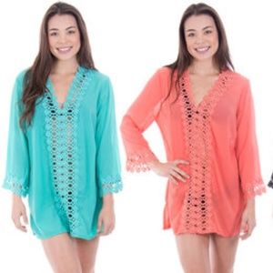 COPY - LARGE Lace and Chiffon Bathing Suit Cover or Blouse